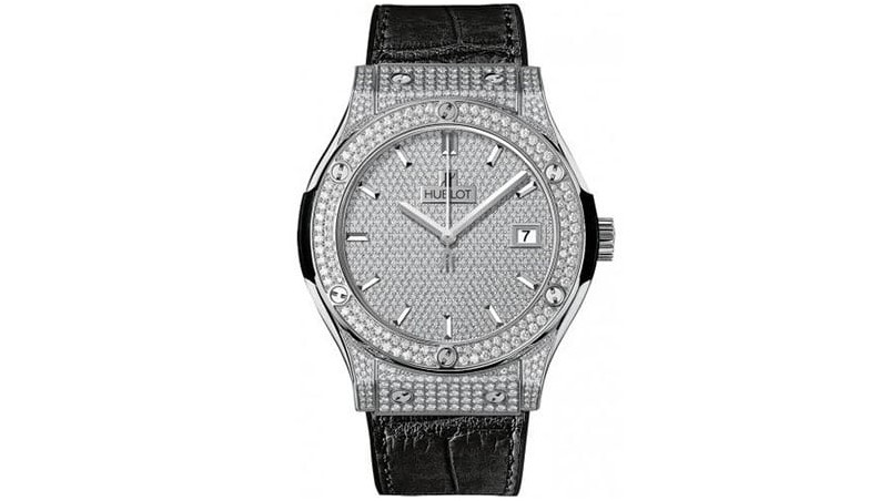 Hublot Classic Fusion мужские титановые часы с бриллиантовым паве и циферблатом
