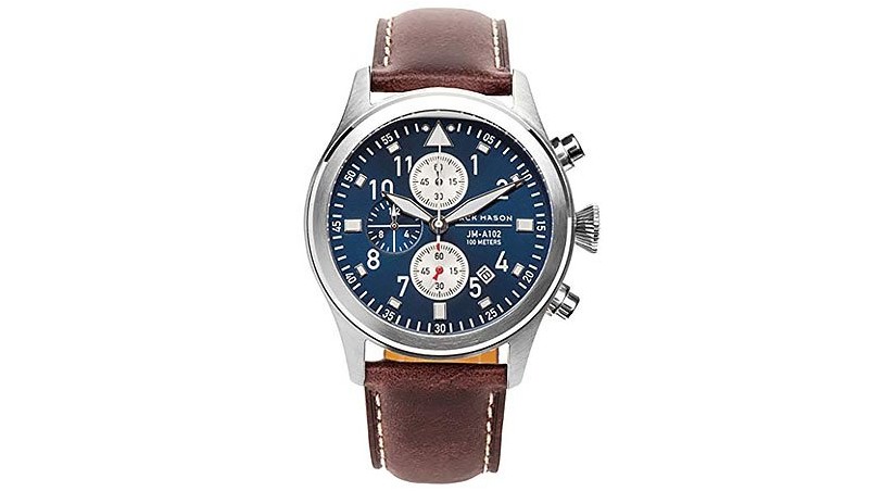 Мужские часы-хронограф Jack Mason Aviator с коричневым итальянским кожаным ремешком