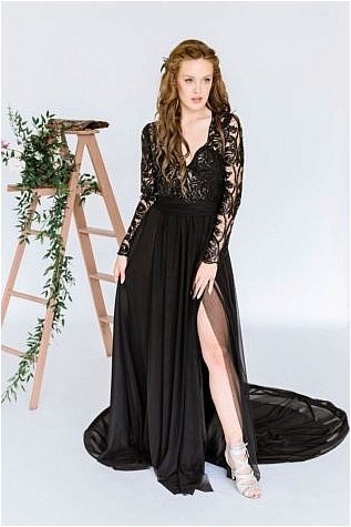 Платье Electra, образец размера Us 4, готическое гламурное черное свадебное платье, свадебное платье с длинными рукавами, бохо