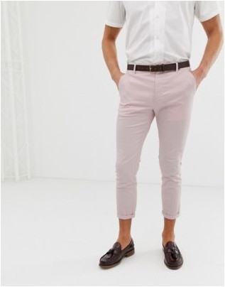 Пастельно-розовые узкие укороченные брюки чинос ASOS Design