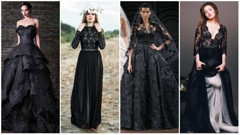 Черные готические свадебные платья