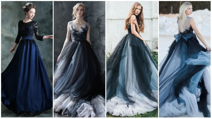 Черно-синие свадебные платья
