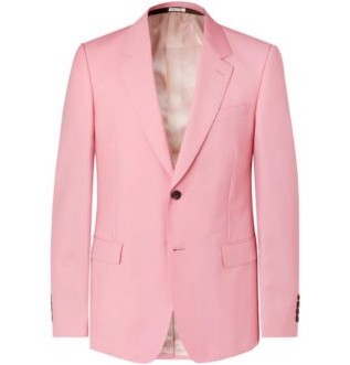 Розовый приталенный пиджак из шерсти и мохера