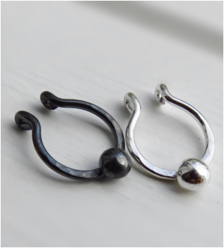 Кольцо из стерлингового серебра с искусственной перегородкой