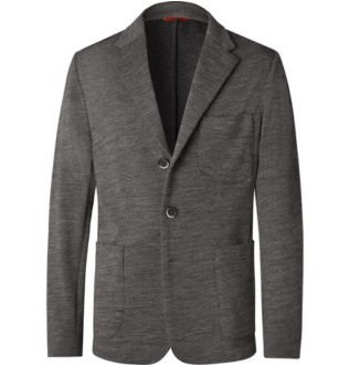 Серый пиджак из неструктурированного меланжевого смесового шерстяного джерси