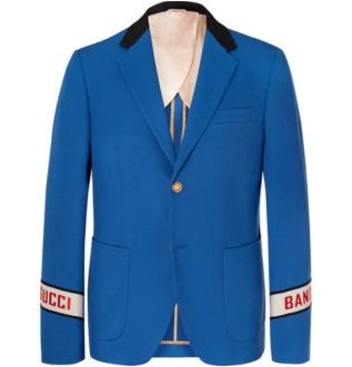 Синий костюм из хлопкового твила с вышивкой логотипа Cambridge