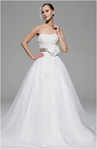 Свадебное платье цвета слоновой кости без бретелек с поясом и цветами, свадебное платье из тафты и органзы