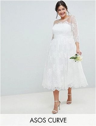 Кружевное свадебное платье миди для выпускного вечера Asos Edition Curve