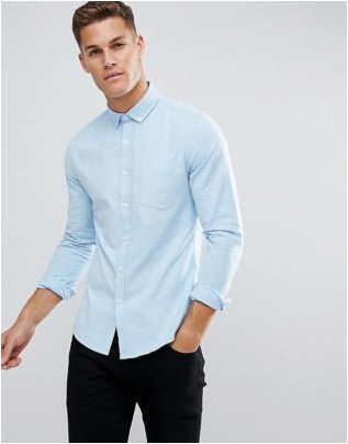 Синяя повседневная узкая оксфордская рубашка Asos Design