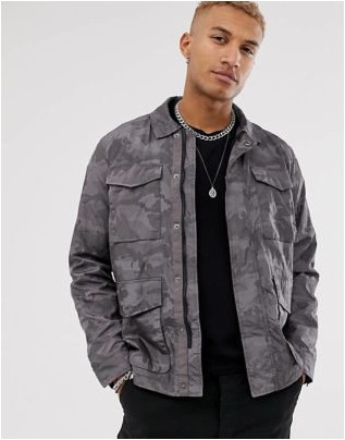Серый пиджак с камуфляжным принтом Asos Design