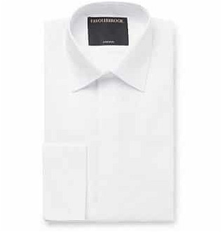 Белая хлопковая рубашка под смокинг с двумя манжетами и нагрудником спереди