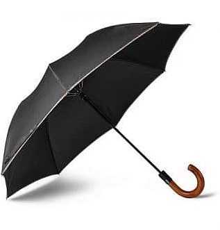 Складной зонт с деревянной ручкой в ​​полоску