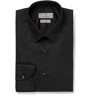 Черная приталенная рубашка из эластичного хлопка