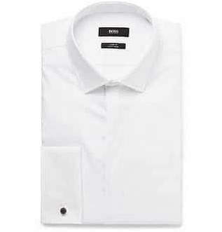 Белая приталенная хлопковая оксфордская рубашка с двумя манжетами Jilias