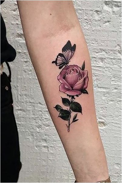 Татуировка Роза и бабочка