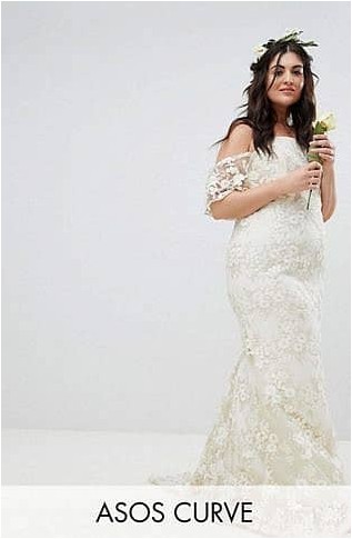 Свадебное платье макси-бандо с цветочным кружевом и цветочным рисунком Asos Edition Curve