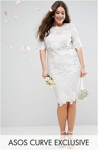 Кружевное свадебное платье миди с вышивкой Asos Edition Curve