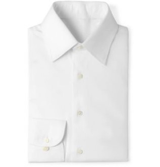 Белая приталенная рубашка из хлопкового твила