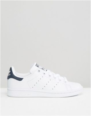 Бело-синие кожаные кроссовки Adidas Originals Stan Smith