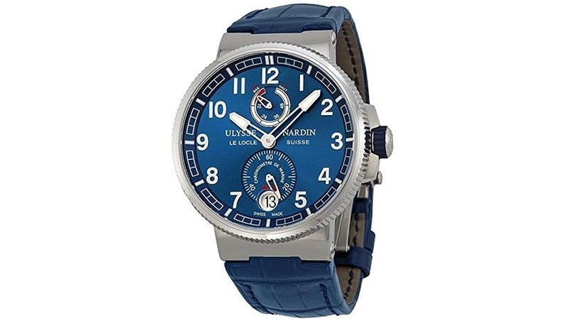 Мужские часы Ulysse Nardin Marine Chronometer Blue из кожи аллигатора 1183-126-63