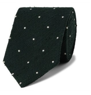 Шелковый галстук в горошек с вышивкой 8 см